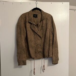 Rails Tan Animal Print Bomber Jacket Lightweight Coat Womens M